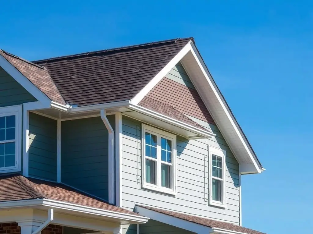 A high-angle shot of a newly installed roof on a residential home, showcasing the quality of JDI Contracting's roofing services.