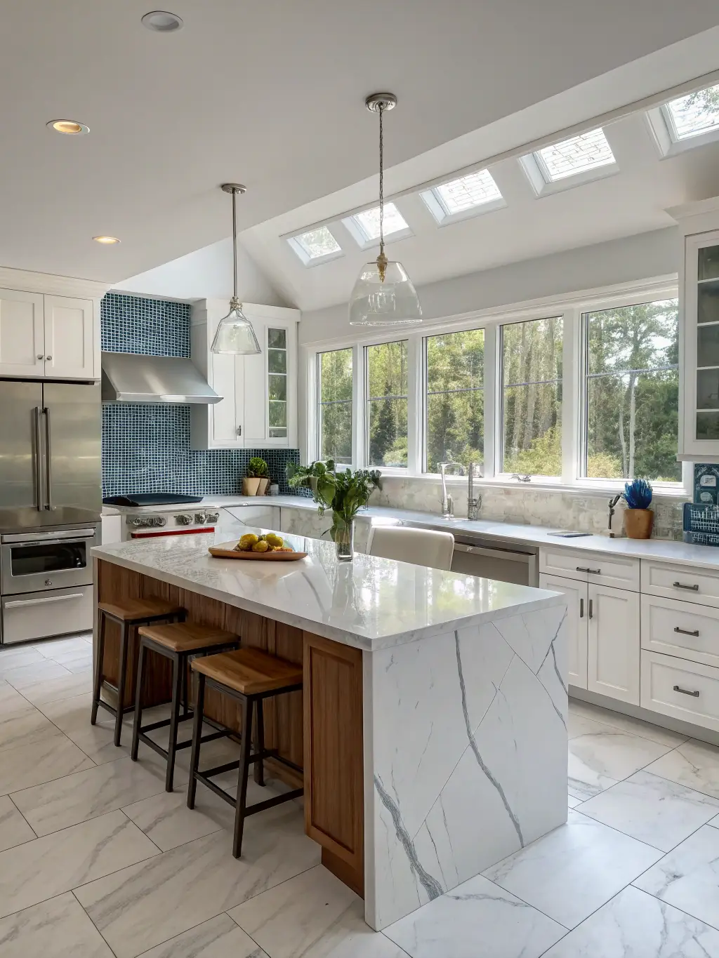 A modern kitchen renovation showcasing sleek cabinetry, high-end finishes, and spacious design, highlighting JDI Contracting Group's remodeling expertise.