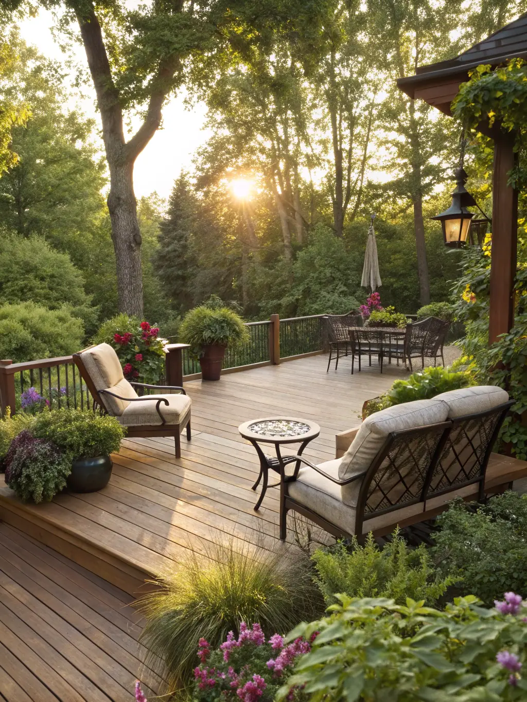A completed deck project with a stunning view of the Spokane landscape, highlighting JDI Contracting Group's ability to enhance outdoor living spaces.